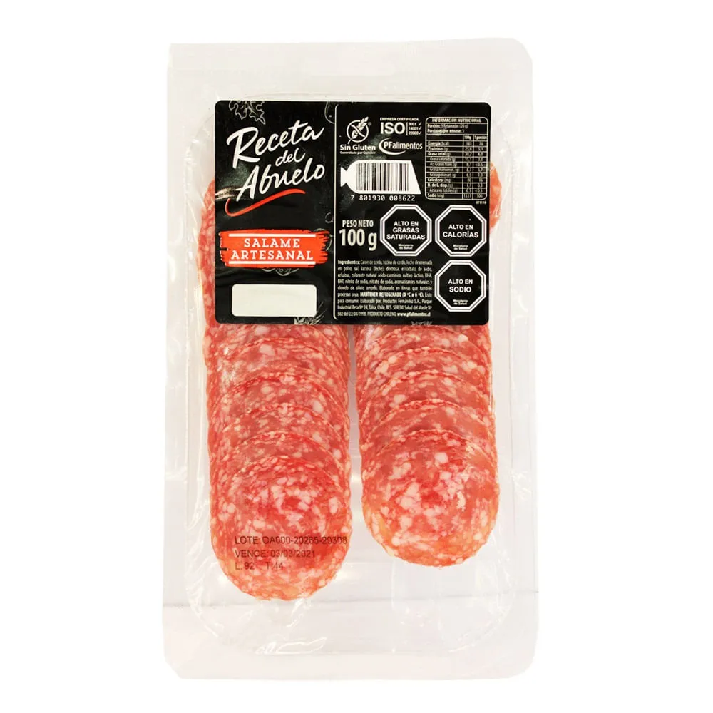 Salame Receta Del Abuelo Lam. 100 Gr
