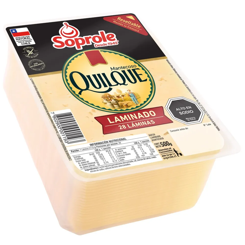Queso Quilque 500 Grs Soprole Laminado