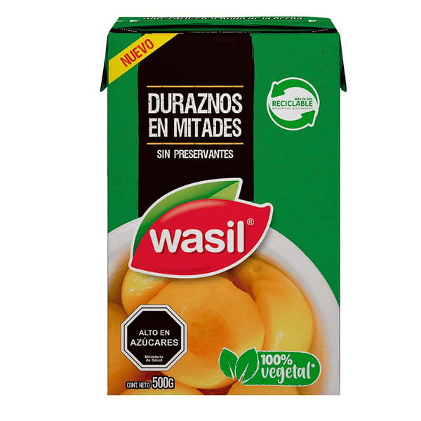 Duraznos Mitades Wasil 500 Gr