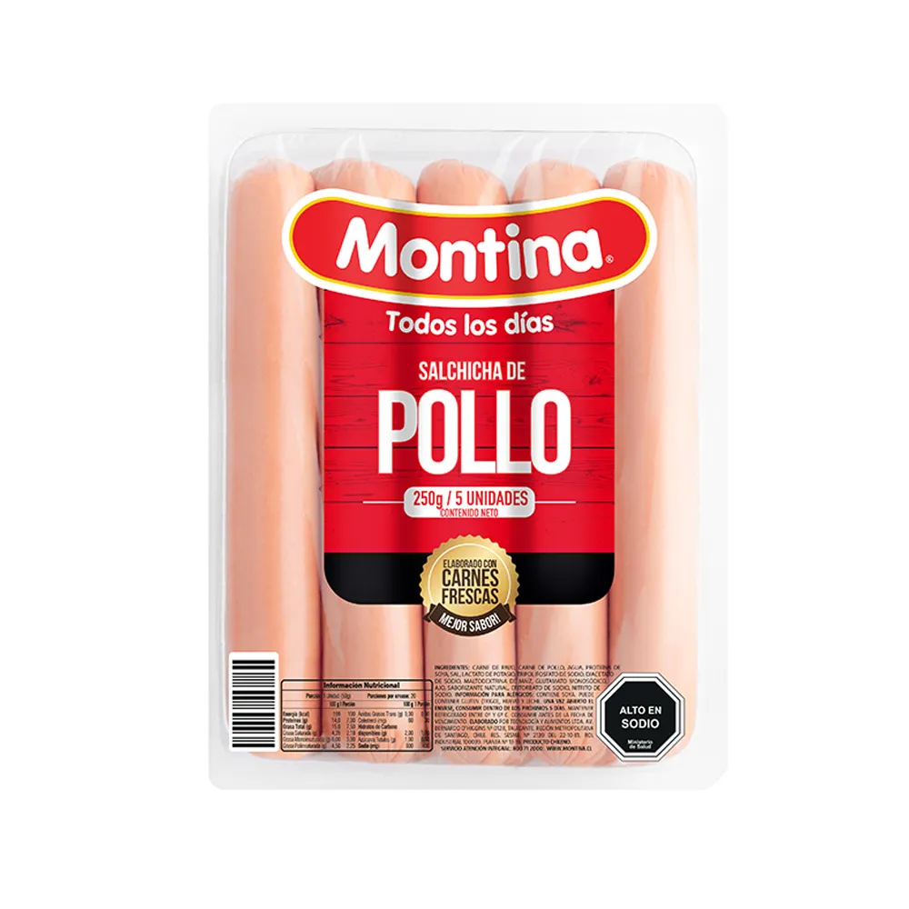 Salchicha Pollo 250 Grs Montina 